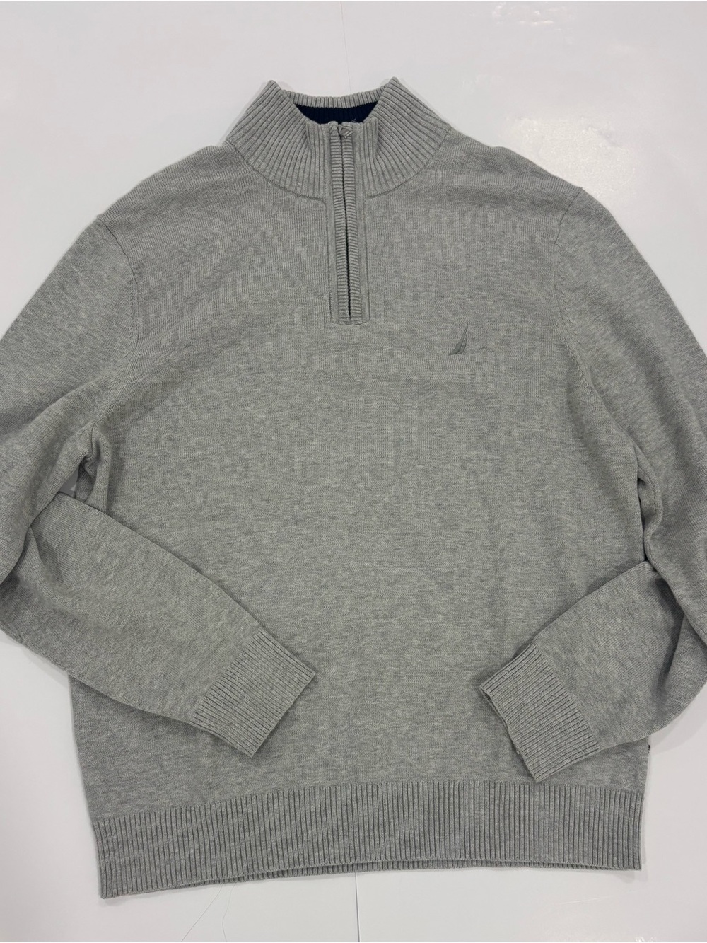 Nautica Men's Light Gray Quarter-Zip Sweater